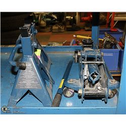 LOT  OF 2 2 TON AXLE STANDS WITH FLOOR JACK