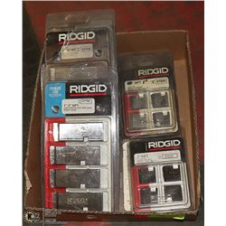 BOX OF RIDGID PIPE DIES.TOOLS