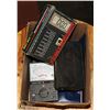 Image 1 : BOX OF ASSORTED TESTINGMETERS. TOOLS
