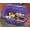 Image 1 : PURPLE STORAGE TOTE WITH ASSORTED TOOLS