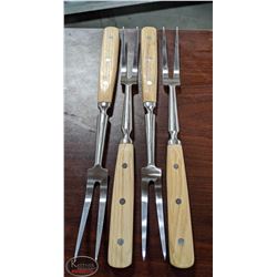 4 NEW JOHNSON ROSE 13.75" FORGED S/S COOKS FORKS