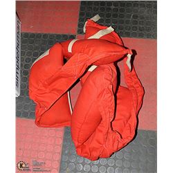 2 VINTAGE RED LIFE JACKETS USE OR DECORE