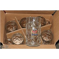SET OF 5 ERDINGER GLASS BEER STEINS