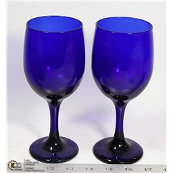 WINE GLASSES SET OF 2 - BLUE GLASS