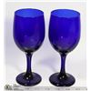 Image 1 : WINE GLASSES SET OF 2 - BLUE GLASS