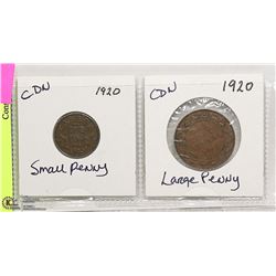 1920 CANADIAN LARGE PENNY & SMALL PENNY- SET OF 2