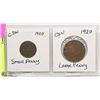 Image 1 : 1920 CANADIAN LARGE PENNY & SMALL PENNY- SET OF 2
