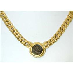 141 PADANI 18k Gold Necklace w/Ancient Coin