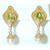Image 1 : 462 14K Gold Pearl Earrings w/Peridot