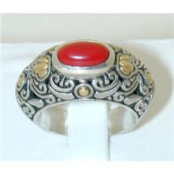 407 BJC Silver/18K Gold Ring w/Coral