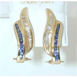 226 14K Gold Sapphire Earrings w/Diamonds