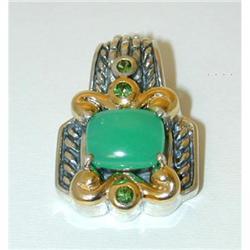334 BJC Silver/14k Gold Jade Pendant w/Tsa
