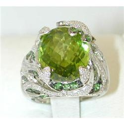 5311 18KW Gold Ring w/ Green Quartz/ Diamonds
