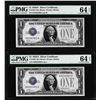 Image 1 : Lot of (2) Consecutive 1928A $1 Funnyback Silver Certificate Notes Fr.1601 PMG Choice Uncirculated 6