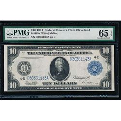 1914 $10 Cleveland Federal Reserve Note PMG 65EPQ