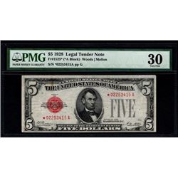 1928 $5 Legal Tender STAR Note PMG 30