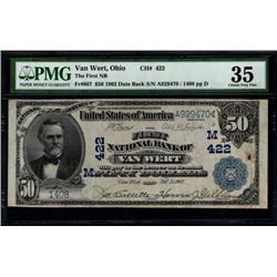 1902 $50 Van Wert National Bank Note PMG 35