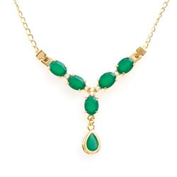 Plated 18KT Yellow Gold 6.10ctw Green Agate and White Topaz Pendant with Chain