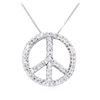 Image 2 : 0.80 ctw Diamond Peace Sign Pendant with Chain - 14KT White Gold