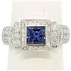 Image 3 : New Platinum 2.37 ctw Tanzanite and Diamond Halo Ring