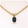 Image 1 : 14K Yellow Gold .75 ctw Oval Cut Sapphire Solitaire Pendant w/ 18" Rope Chain 6.