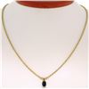 Image 2 : 14K Yellow Gold .75 ctw Oval Cut Sapphire Solitaire Pendant w/ 18" Rope Chain 6.