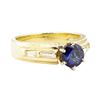 1.08 ctw Blue Sapphire and Diamond Ring - 14KT Yellow Gold