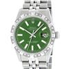 Rolex Mens Stainless Steel 36MM Green Index Pyramid Diamond Datejust Wristwatch