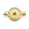 Image 2 : Pearl and Diamond Ring - 18KT Yellow Gold