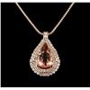 14KT Rose Gold GIA Certified 49.49 ctw Morganite and Diamond Pendant With Chain
