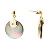 Image 2 : 0.03 ctw Black Mother of Pearl and Diamond Circle Dangle Earrings - 14KT Yellow