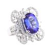 15.49 ctw Tanzanite And Diamond Ring - 18KT White Gold