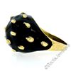 Image 2 : Vintage 18kt Yellow Gold Black Enamel Raised Dot Wide Domed Cocktail Ring
