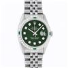 Image 2 : Rolex Mens Stainless Steel Green Diamond & Emerald 36MM Datejust Wristwatch With