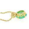 Image 6 : 18k Yellow Gold Oval Green Jade & Marquise Diamond Pendant w/ 14k Wheat Chain