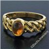 Image 2 : 18kt Yellow Gold 0.85 ctw Oval Citrine Solitaire Ring w/ Cuban Link Shank