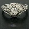 Image 3 : 18k White Gold Filigree 0.41 ctw European Cut Diamond Ring