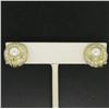 Image 4 : 18kt Yellow Gold 1.25 ctw Cultured Pearl and Diamond Button Earrings