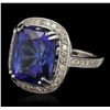 Image 2 : 14KT White Gold 17.22 ctw GIA Cert Tanzanite and Diamond Ring