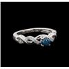 Image 1 : 0.49 ctw Blue Diamond Ring - 14KT White Gold