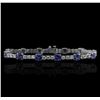 Image 2 : 14KT White Gold 6.48 ctw Tanzanite and Diamond Tennis Bracelet