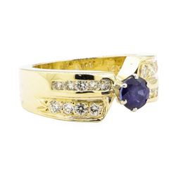 1.16 ctw Blue Sapphire And Diamond Ring - 14KT Yellow Gold