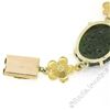 Image 8 : Vintage 14kt Yellow Gold Carved Oval Jade Bird and Etched Flower Link Bracelet