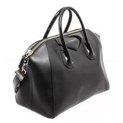 Givenchy Black Leather Medium Antigona Satchel Shoulder Bag