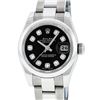 Image 1 : Rolex Ladies Stainless Steel Black Diamond Quickset Datejust Wristwatch With Rol