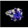 3.65 ctw Tanzanite, Sapphire and Diamond Ring - 14KT White Gold