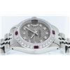 Image 3 : Rolex Ladies Stainless Steel Slate Grey Stamp Diamond & Ruby Datejust Wristwatch