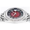 Image 6 : Rolex Mens Stainless Steel Red Vignette Roman Diamond Datejust Wristwatch With W