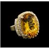 14KT Yellow Gold 11.17 ctw Citrine and Diamond Ring