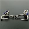 Image 6 : 14k White Gold 4.15 ctw Cushion Tanzanite Dangle Earrings w/ Pave Diamond Halos